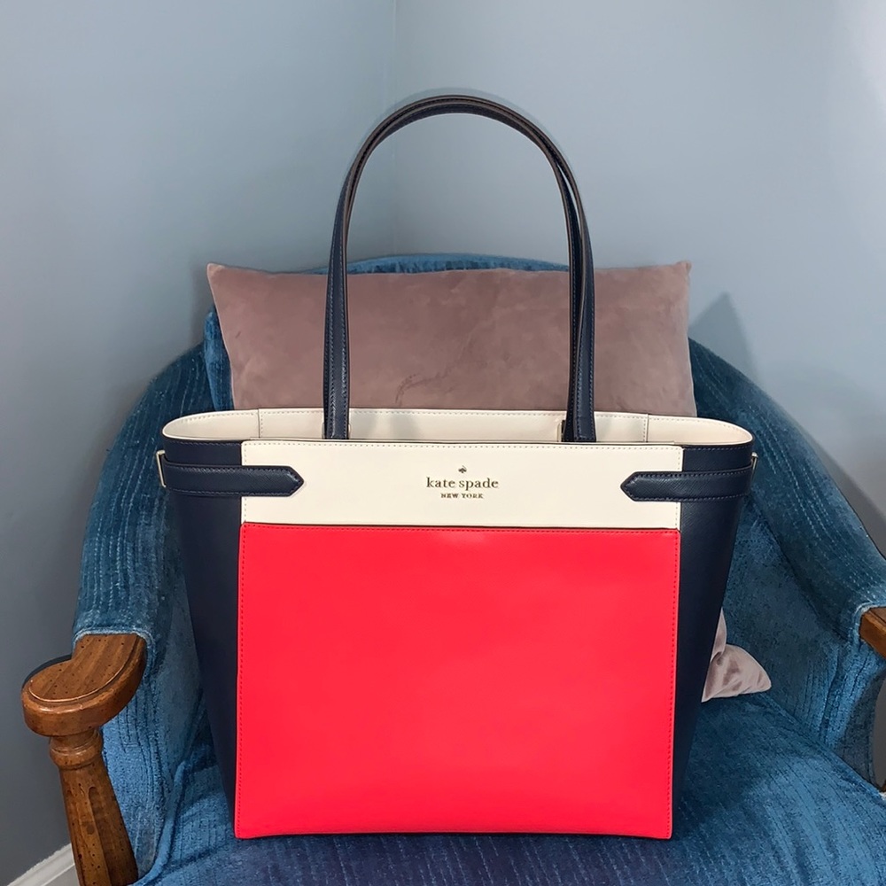 NWT Kate Spade Staci Tote Colorblock Red